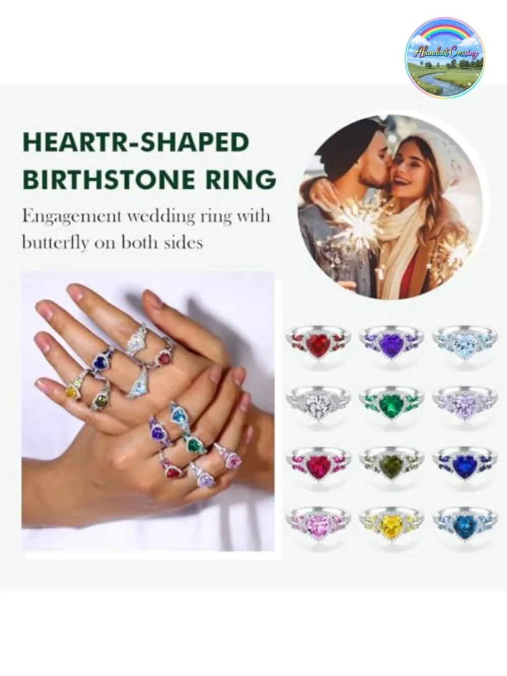 Sterling Silver Butterfly Birthstone Ring Size 6-10